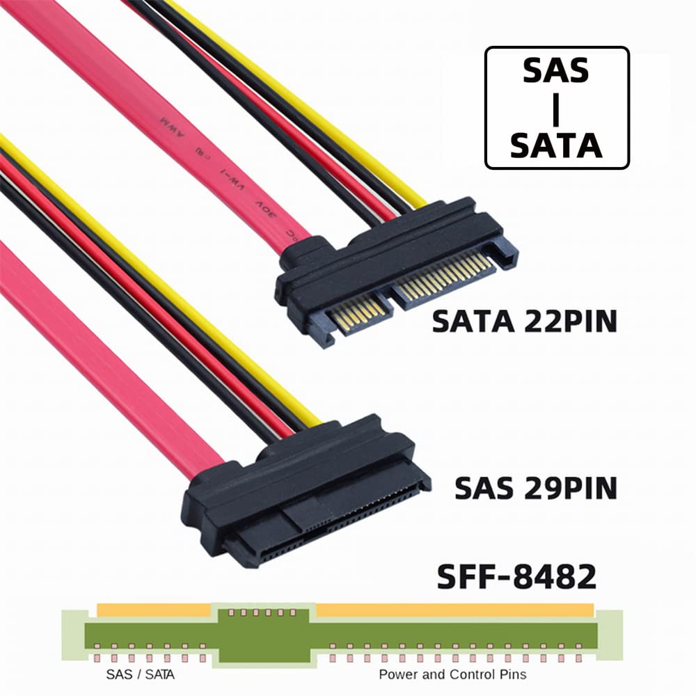 Amazon.co.jp: cablecc SFF-8482 SAS 29ピン - SATA 22ピン